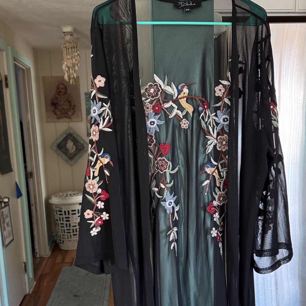 Embroidered Black Mesh Kimono by Rock & Roll Cowgirl